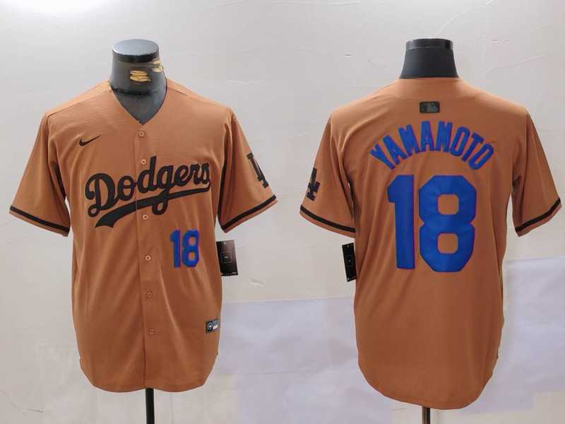 Mens Los Angeles Dodgers #18 Yoshinobu Yamamoto Number Olive Cool Base Limited Stitched Jerseys